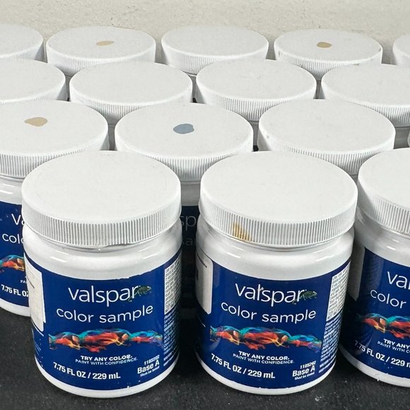 Lot of 27 Valspar Half-Pint Latex Paint Satin Sheen Color Samples -Large Variety - Picture 2 of 11